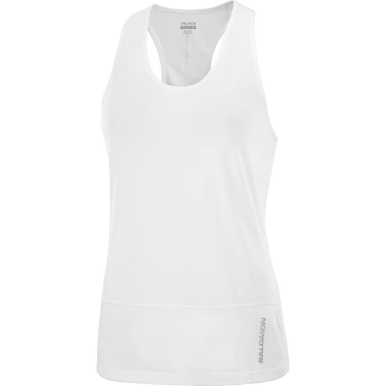 White Salomon Cross Run Women's Tanks | PH 10756C